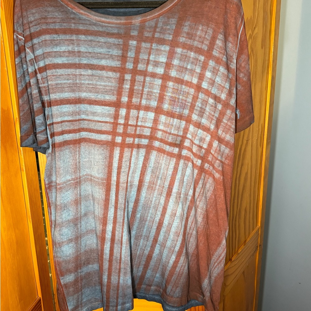 Boss Short-Sleeve Plaid Tee in Rust and Gray Size XXL